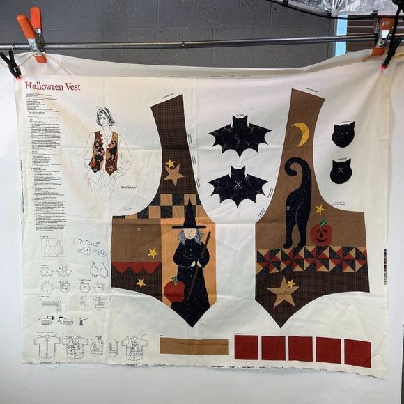 Vtg Dreamspinners Halloween Vest Design Instructions Template Fabric Pattern - Picture 1 of 7